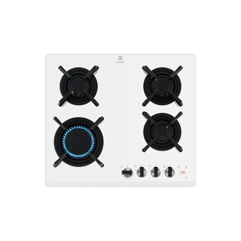 PRONTA CONSEGNA - Electrolux Piano cottura a gas FlameLight KGG643753W finitura cristallo temperato bianco da 59 cm Affare