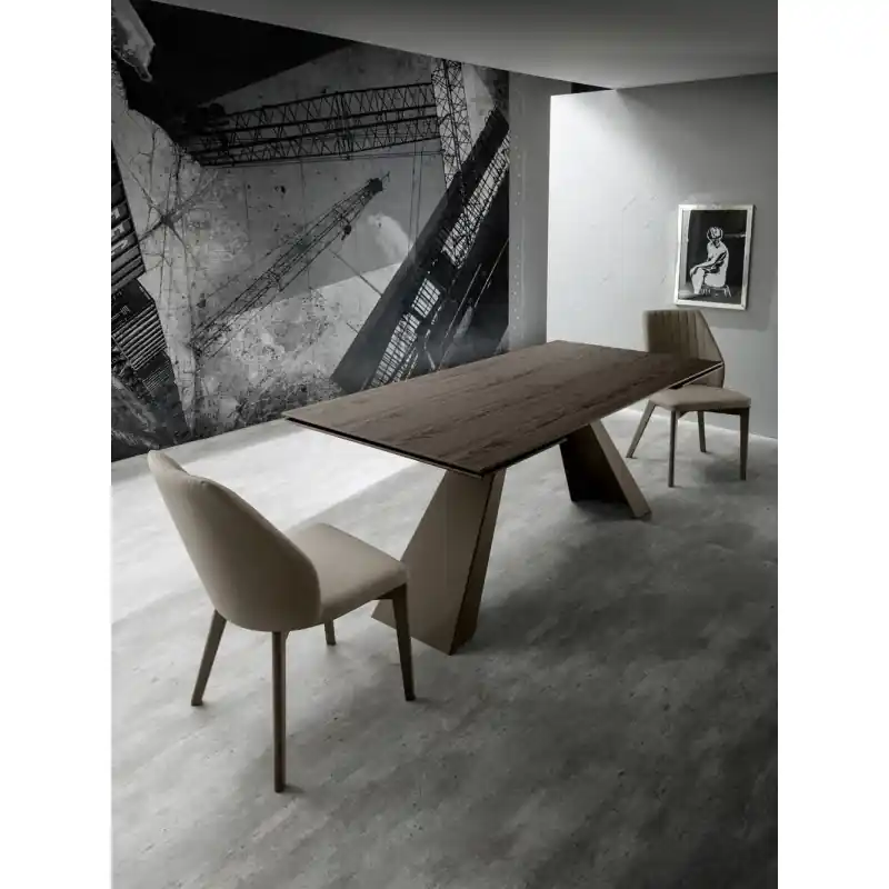PRONTA CONSEGNA - Zamagna Tavolo fisso Slide T1178 con struttura in metallo antracite e piano in ceramica bianco pietra da 180x90 cm Prezzo Basso