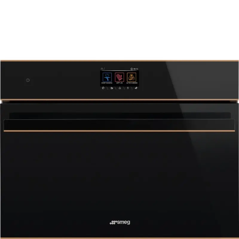 Nuovo Arrivo Smeg S Forno compatto combinato vapore Galileo Steam100 Pro SO4604S4PNR finitura vetro nero e rame da 60 cm