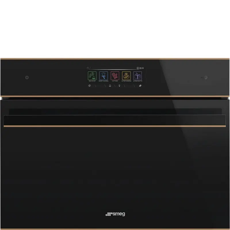 Compra Adesso Smeg S Forno compatto combinato microonde Galileo Speedwave SO4606WM2PNR finitura vetro nero e rame da 60 cm