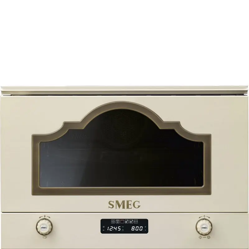 Promo Stagionale Smeg Forno microonde con grill da incasso MP722PO finitura panna e ottone da 60 cm