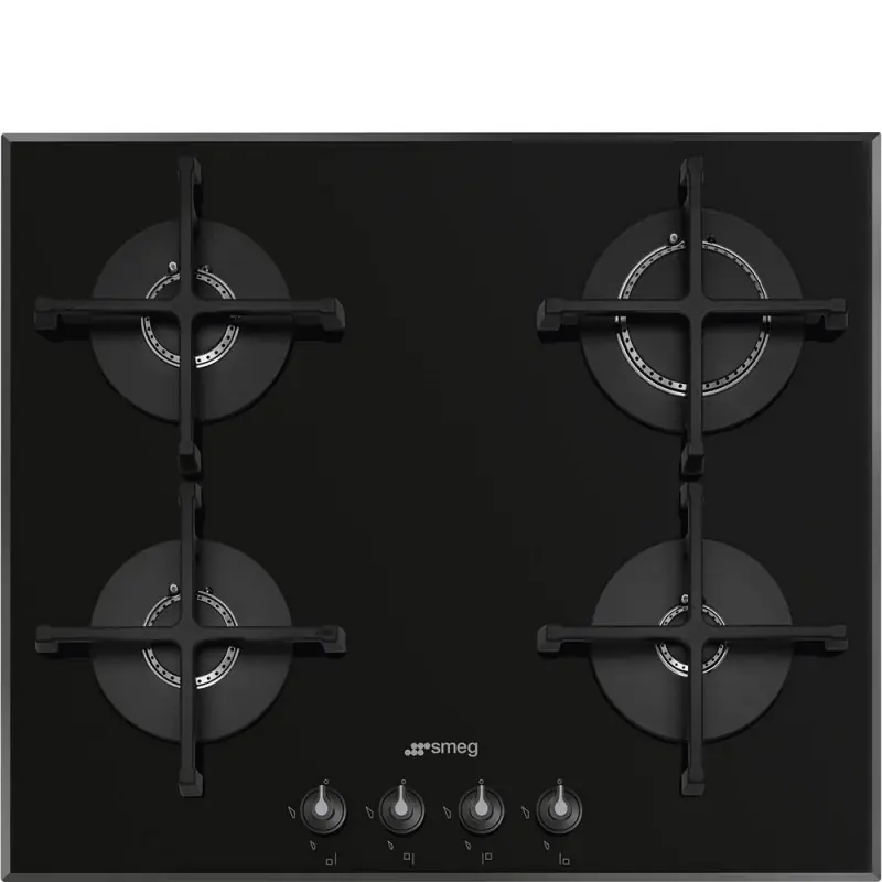 Smeg S Piano cottura a gas PV164B3 in vetro nero da 60 cm Prezzo Di Fabbrica