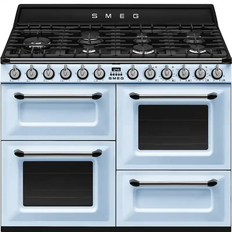 Smeg S Cucina TR4110AZ con tre forni e piano cottura gas finitura azzurro da 110x60 cm Solo Oggi