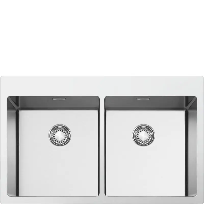 Smeg S Lavello due vasche VR12S4040RS finitura acciaio inox da 85x51 cm - Filotop/Flat Economico