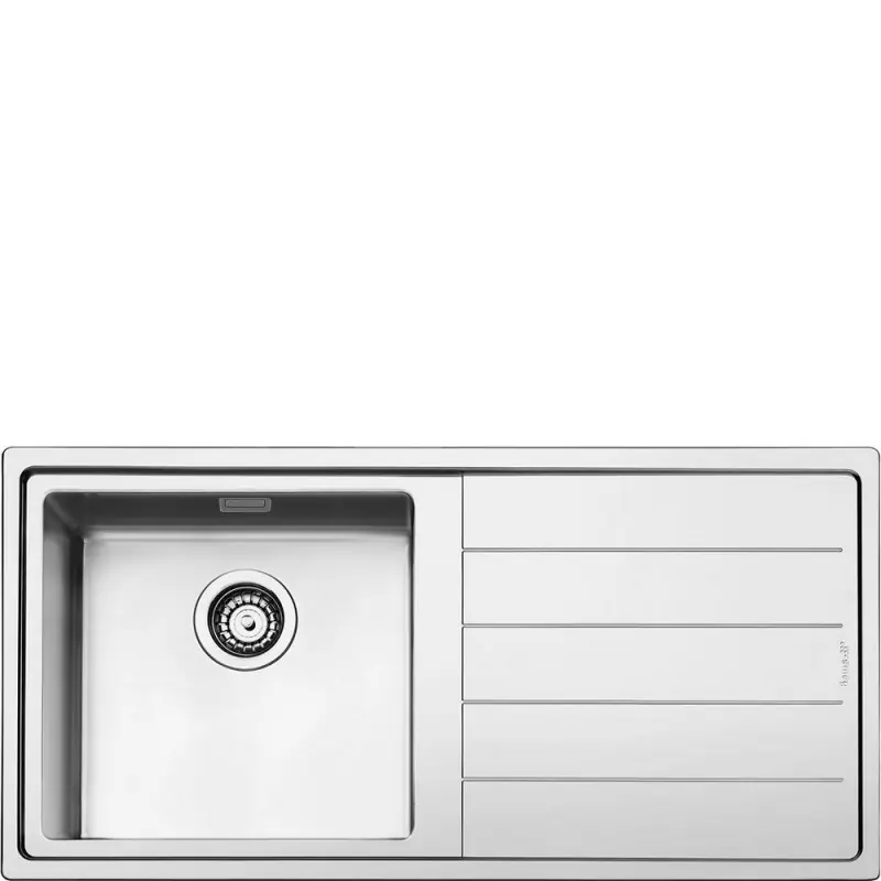 Must-Have Smeg S Lavello una vasca con gocciolatoio dx LFT100D finitura acciaio inox da 101x51 cm - Filotop/Flat