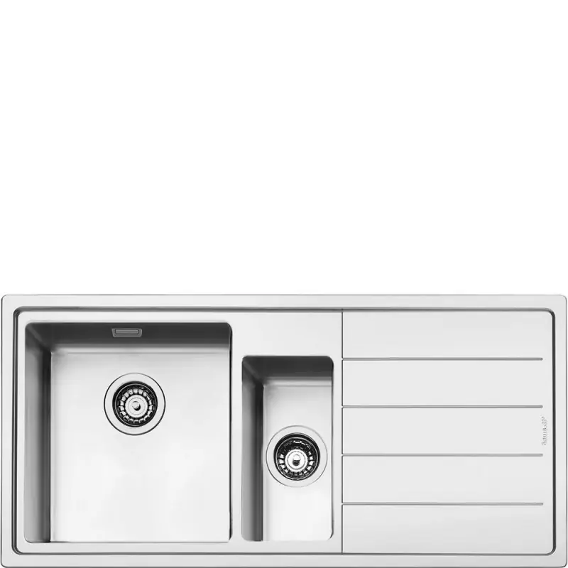 Smeg S Lavello una vasca con vaschetta e gocciolatoio dx LFT102D finitura acciaio inox da 87x51 cm - Filotop/Flat Più Venduto
