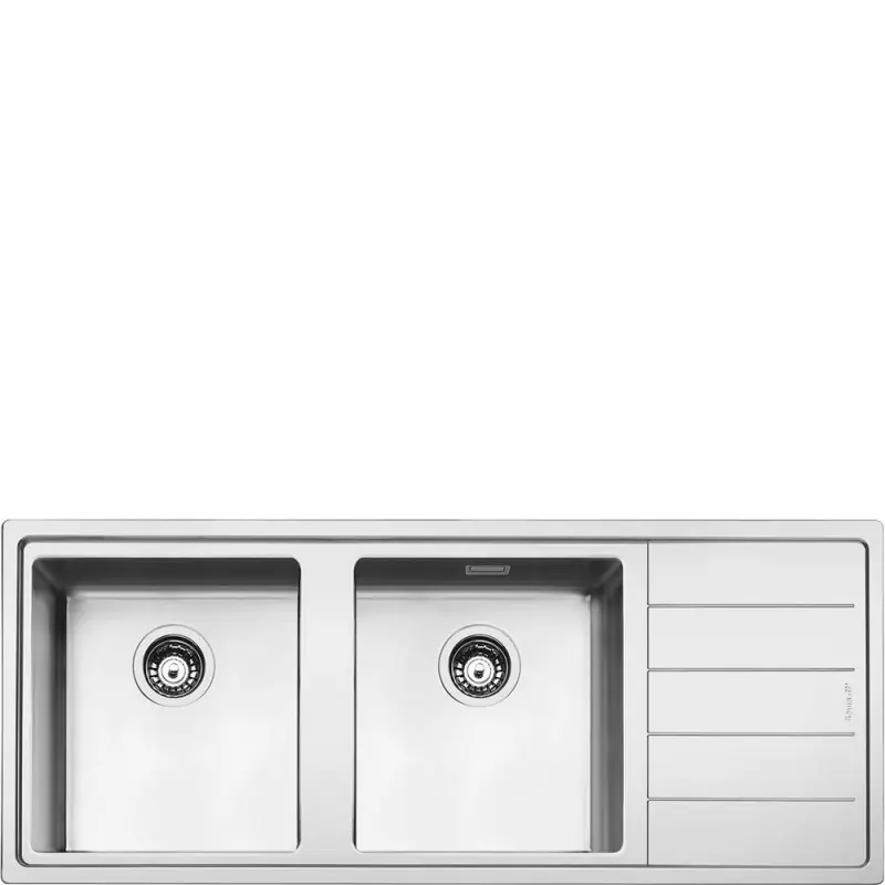 Non Perdere Smeg S Lavello due vasche con gocciolatoio dx LFT116D finitura acciaio inox da 117x51 cm - Filotop/Flat