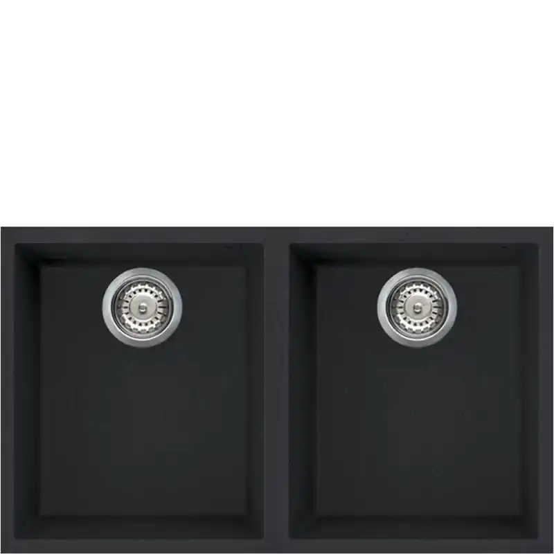 Smeg S Lavello due vasche VZUM3434N finitura nero da 76x43.5 cm - Sottotop Scelto Dai Clienti