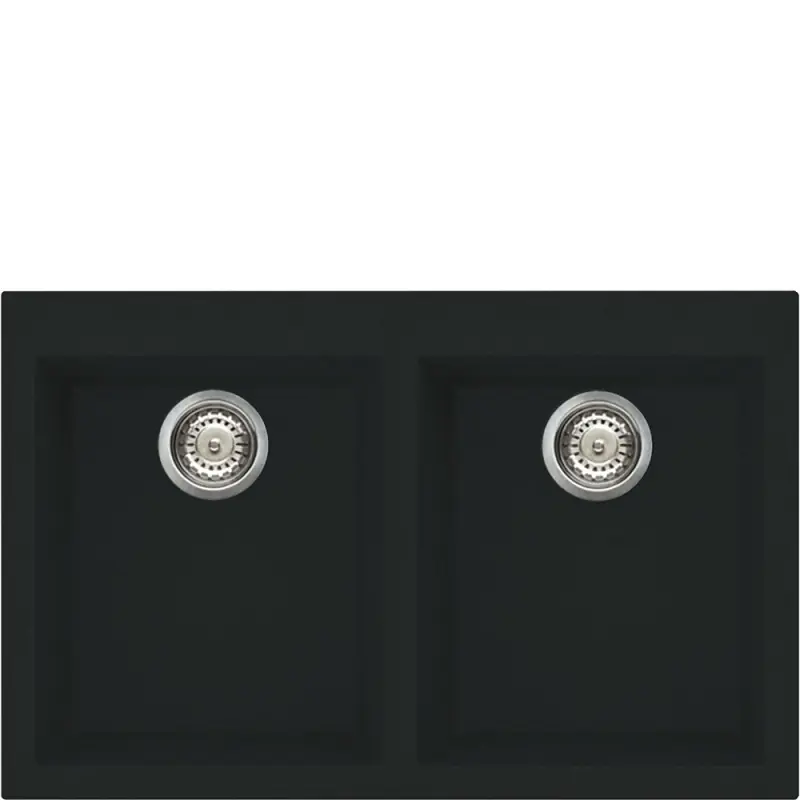Smeg S Lavello due vasche VZ3434N finitura nero da 79x50 cm - Sopratop Ultima Occasione