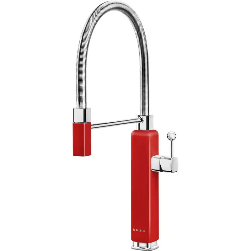 Reso Gratuito Smeg S Miscelatore monocomando con doccetta MDF50RD finitura rosso