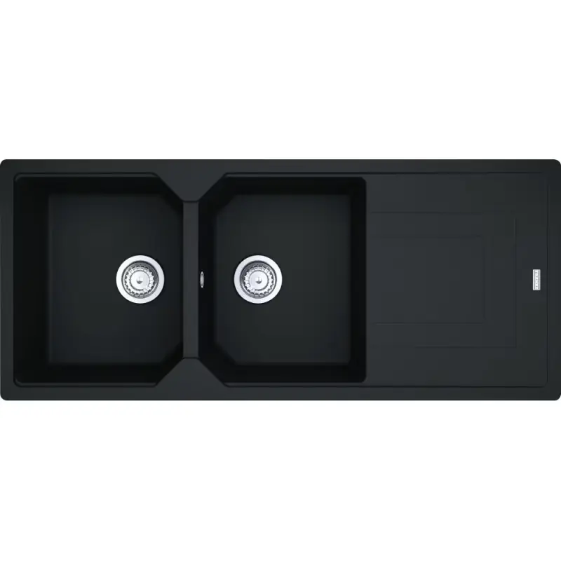 Popolare PRONTA CONSEGNA - Franke Lavello due vasche con gocciolatoio Urban Incasso UBG 621 114.0686.789 finitura fragranite nero da 116x50 cm