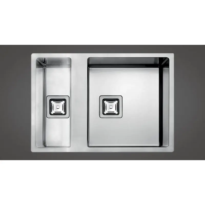 Promozione Fulgor Lavello due vasche P2B 5545 Q F SF R finitura acciaio inox da 55.5x45 cm