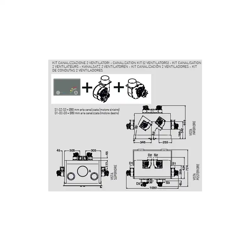 Eva Calòr Kit canalizzazione 9016045800 - 2 ventilatori Prezzo Conveniente