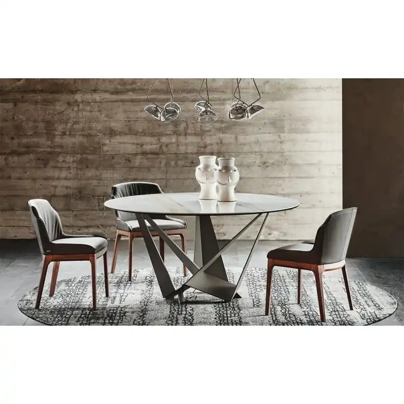 Occasione Cattelan Tavolo rotondo fisso Skorpio Keramik Round con struttura in acciaio verniciato e piano in ceramica