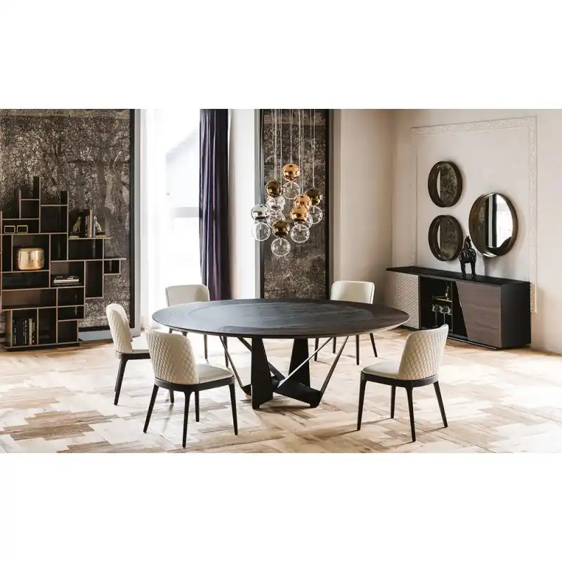 Miglior Prezzo Cattelan Tavolo rotondo fisso Skorpio Ker-Wood Round con struttura in acciaio verniciato e piano in legno e ceramica