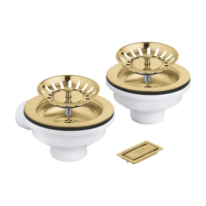 Più Venduto Grohe Set di scarico per lavelli a 2 vasche 40997GN0 finitura oro spazzolato