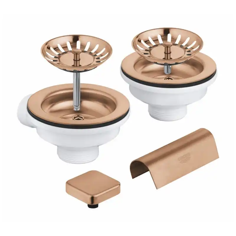 Grohe Set di scarico per lavelli a 2 vasche 40999DL0 finitura oro rosa spazzolato Reso Gratuito