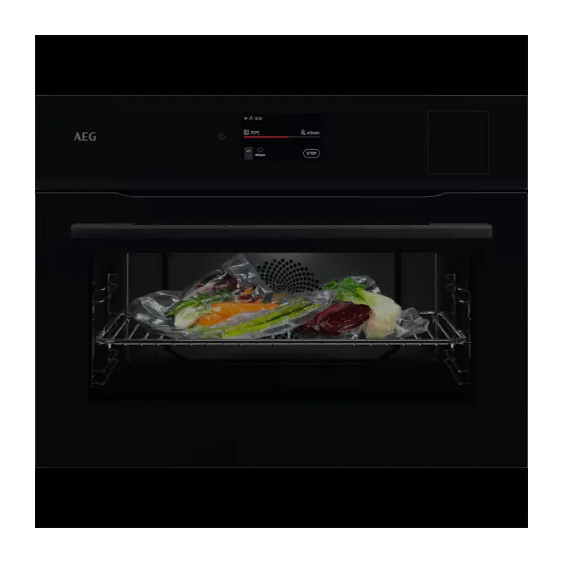 Nuovo Arrivo AEG Forno compatto a vapore MealAssist con SteamPro con cottura sottovuoto da incasso NKP 8S721 B finitura nero lucido da 60 cm