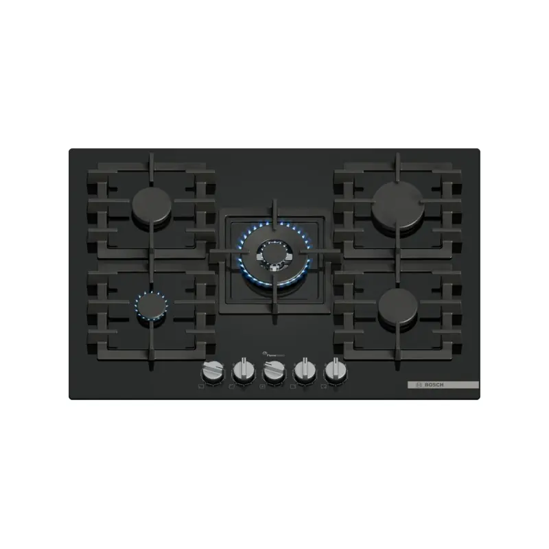 Di Tendenza PRONTA CONSEGNA - Bosch Piano cottura a gas PPQ7A6I40 in vetro temperato nero da 75 cm - Serie 6