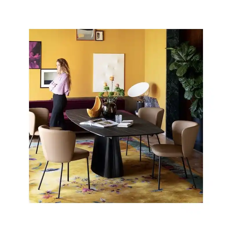 Offerta Lampo Connubia Tavolo allungabile Ellisse CB4858-S 165 con struttura in metallo e piano in ceramica da 165(240)x100 cm