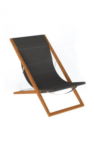Unopiù Sdraio pieghevole COSETTE con struttura in teak e telo in tessuto brown Direttamente Dal Produttore