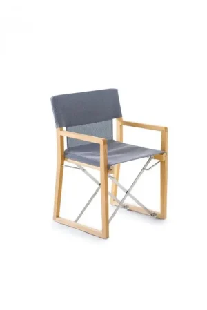 Unopiù Poltroncina pieghevole COSETTE con struttura in teak e telo in tessuto brown Pagamento Sicuro