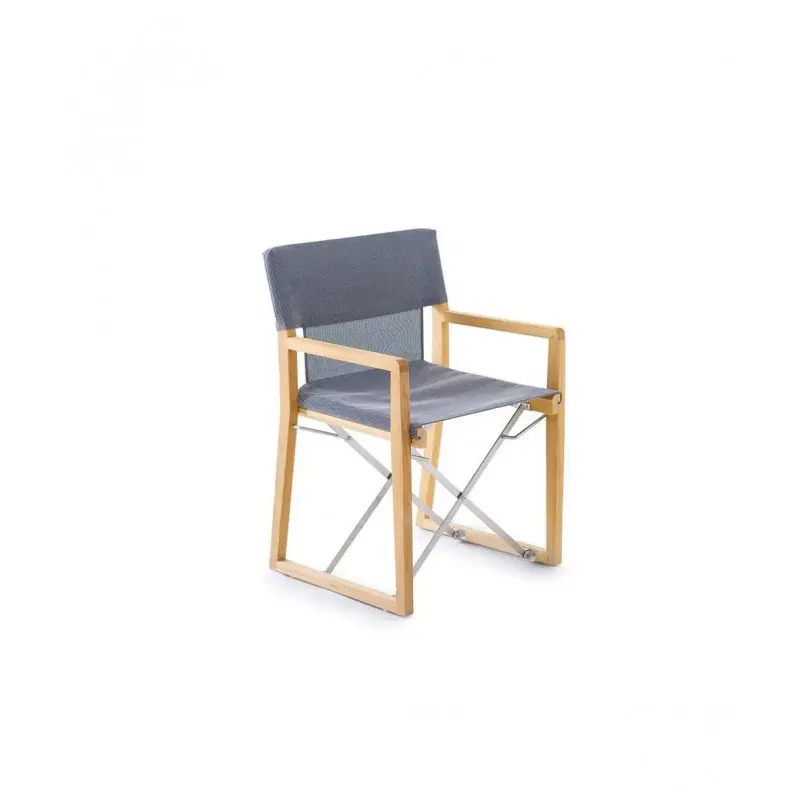 Unopiù Poltroncina pieghevole COSETTE con struttura in teak e telo in tessuto brown Pagamento Sicuro