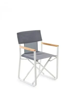 Unopiù Poltroncina pieghevole COSETTE con struttura in alluminio bianco e telo in tessuto brown Scelto Dai Clienti