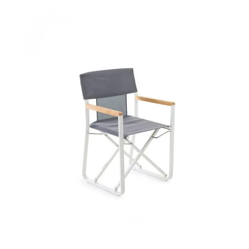 Unopiù Poltroncina pieghevole COSETTE con struttura in alluminio bianco e telo in tessuto brown Scelto Dai Clienti