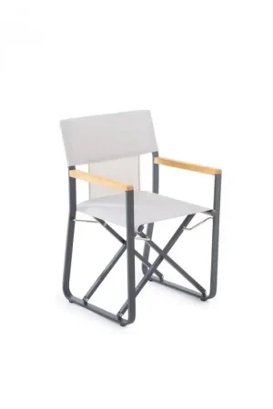 Unopiù Poltroncina pieghevole COSETTE con struttura in alluminio grafite e telo in tessuto bianco canapa Più Venduto
