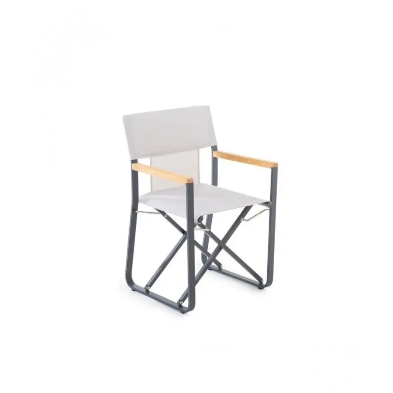 Unopiù Poltroncina pieghevole COSETTE con struttura in alluminio grafite e telo in tessuto bianco canapa Più Venduto