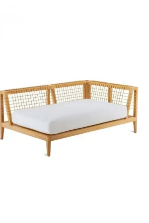 Unopiù Modulo angolo sinistro SYNTHESIS in teak e fibra sintetica WaProLace - Con o senza cuscino Reso Gratuito