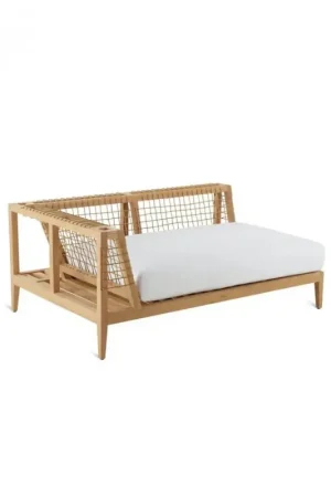 Compra Adesso Unopiù Modulo angolo destro SYNTHESIS in teak e fibra sintetica WaProLace - Con o senza cuscino