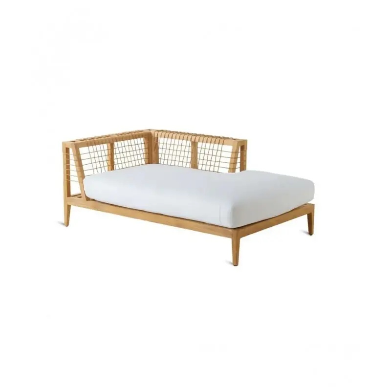 Unopiù Modulo chaise longue sinistro SYNTHESIS in teak e fibra sintetica WaProLace - Con o senza cuscino Prezzo Scontato
