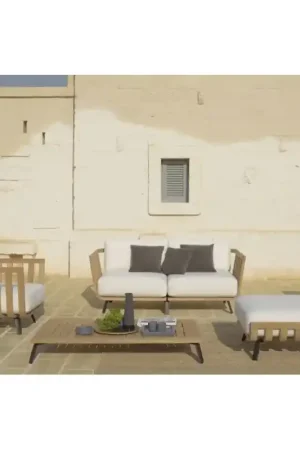 Unopiù Divano 2 posti WELCOME in teak - Con cuscino di seduta e schienale Economico