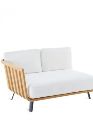 Unopiù Modulo angolo destro WELCOME in teak da 138 cm - Con cuscino di seduta e schienale Subito Disponibile