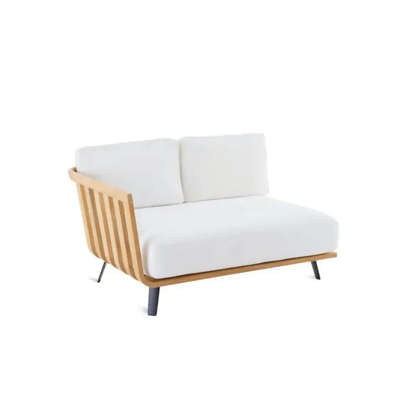 Unopiù Modulo angolo destro WELCOME in teak da 138 cm - Con cuscino di seduta e schienale Subito Disponibile