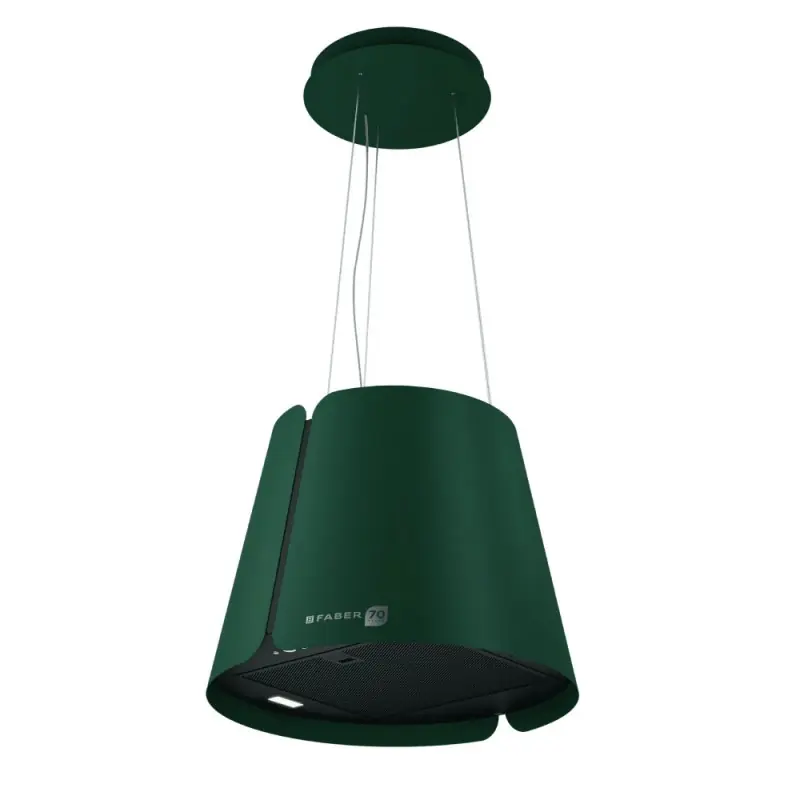 Professionale Faber Cappa a isola sospesa BEAT DF/BK MATT F45 345.0740.252 finitura verde/nero opaco da Ø43 cm