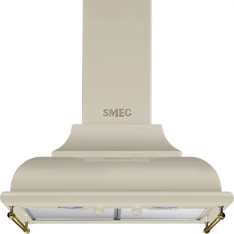 Offerta Lampo Smeg Cappa aspirante decorativa a muro KC16POE finitura panna da 60 cm