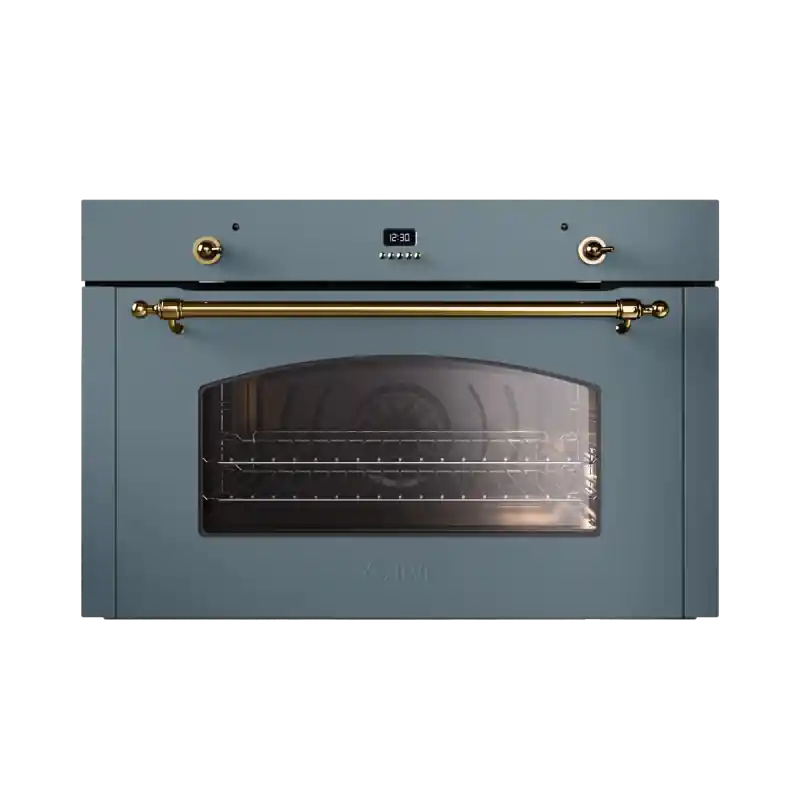 PRONTA CONSEGNA - Ilve Forno elettrico da incasso Nostalgie OV90SNE3 finitura blue grey/ottone da 90 cm Nuova Collezione