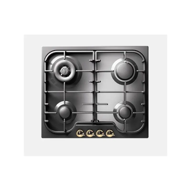 Economico PRONTA CONSEGNA - Ilve Piano cottura gas Nostalgie HCB60CN finitura grafite mat/ottone da 58 cm