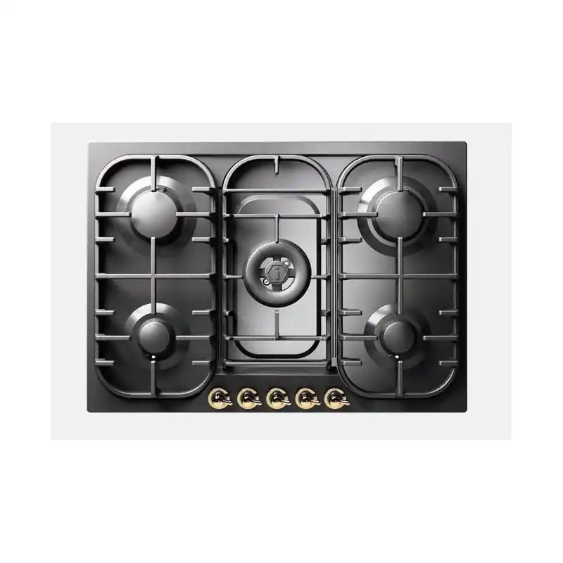 PRONTA CONSEGNA - Ilve Piano cottura gas Nostalgie HCB70CN finitura grafite mat/ottone da 70 cm Offerta Limitata
