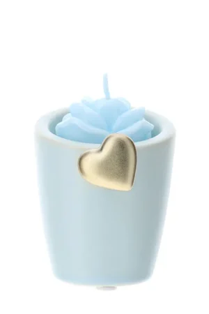 Ultima Occasione Hervit Portacandela Cuore Oro in Gres Blu