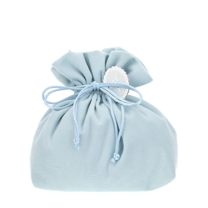Hervit Sacchetto in Velluto Azzurro 15x7x16 cm Offerta Speciale