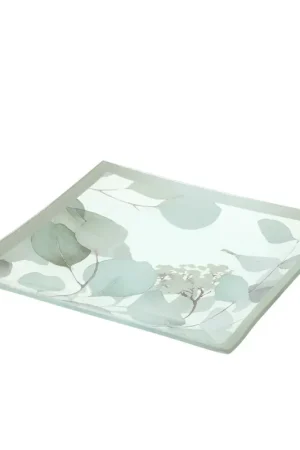Hervit Piatto Botanic in Vetro 20x20 cm Verde Spedizione Espresso