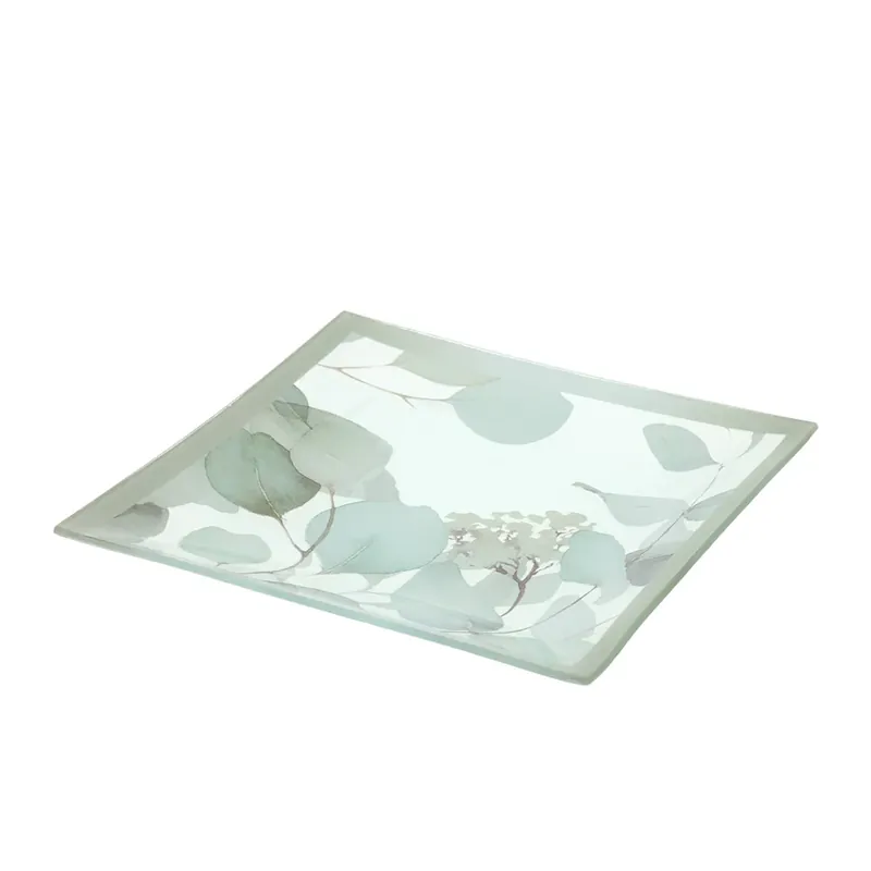 Hervit Piatto Botanic in Vetro 20x20 cm Verde Spedizione Espresso