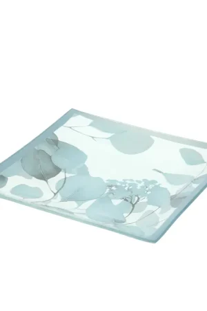 Hervit Piatto Botanic in Vetro 20x20 cm Blu Scelto Dai Clienti