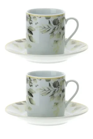 Hervit Set 2 Tazzine Caffè in Porcellana 9x5 cm Prezzo Basso