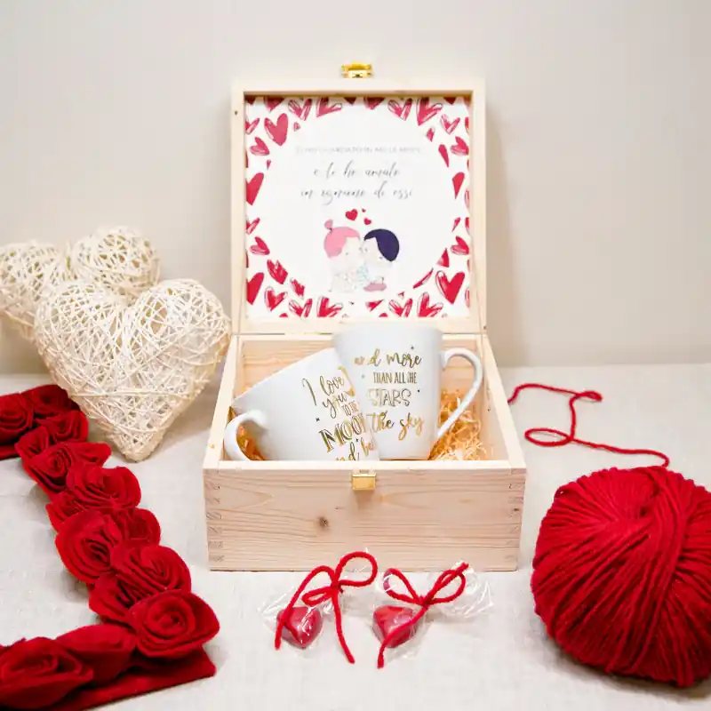 Gift Box San Valentino Set 2 Tazze To The Moon And Back Nuovo Arrivo