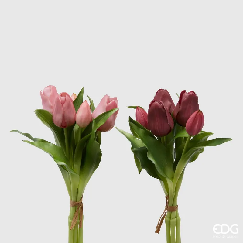 EDG Enzo De Gasperi Set 2 Bouquet Di Tulipani Sfumature di Rosa H28 cm Vendita Finale